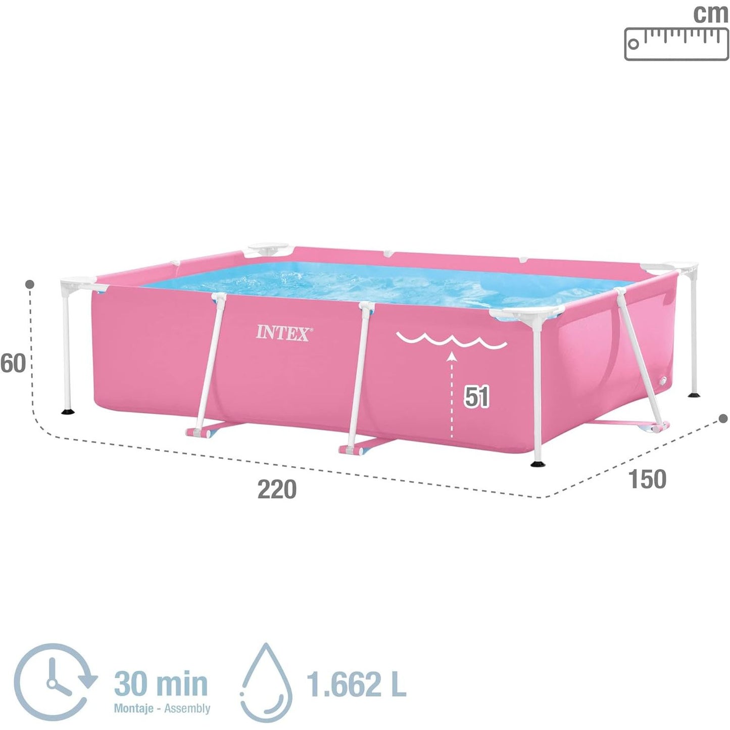 Intex Pink Frame Pool Family 220x150x60 cm