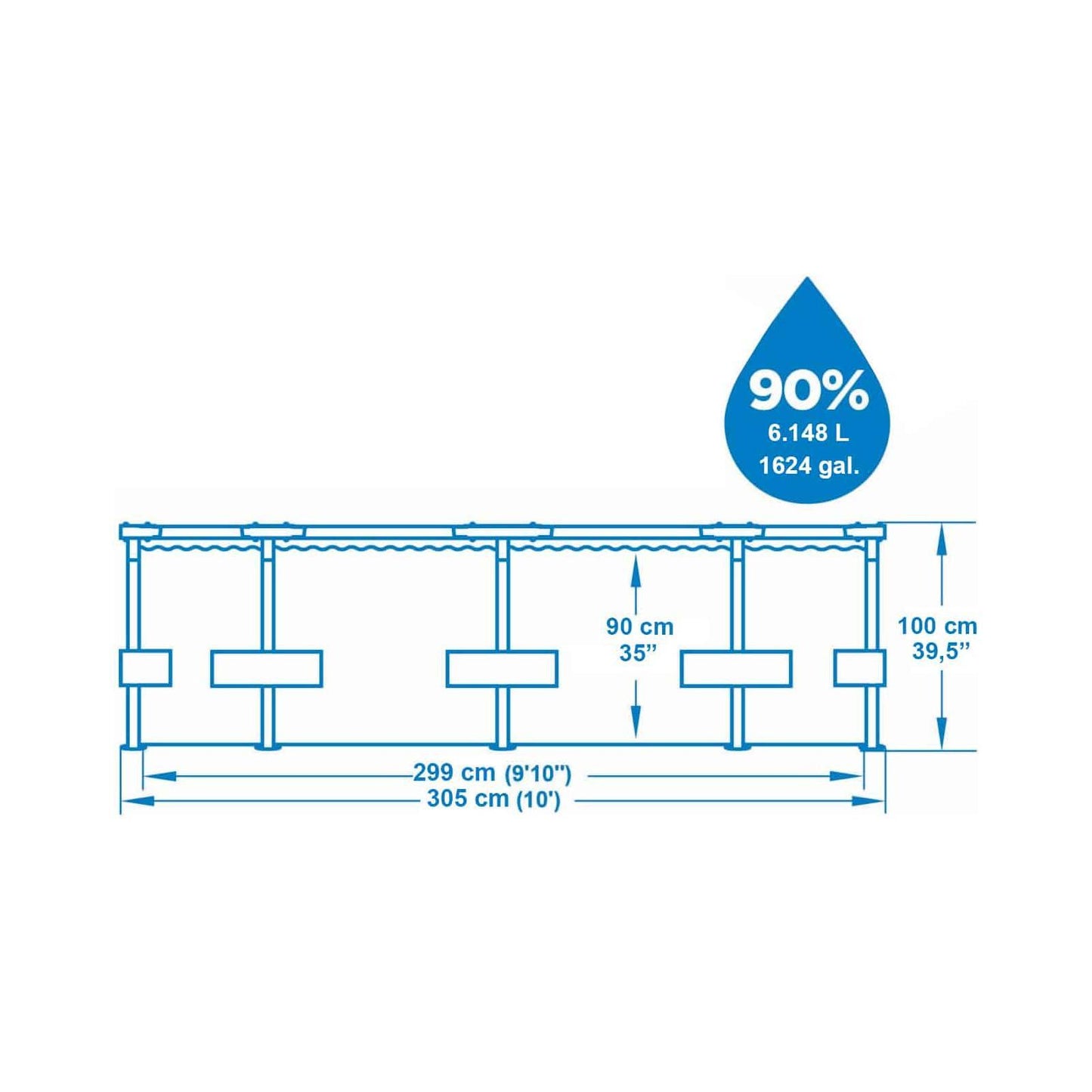 Bestway Frame Pool Round 305x100 cm