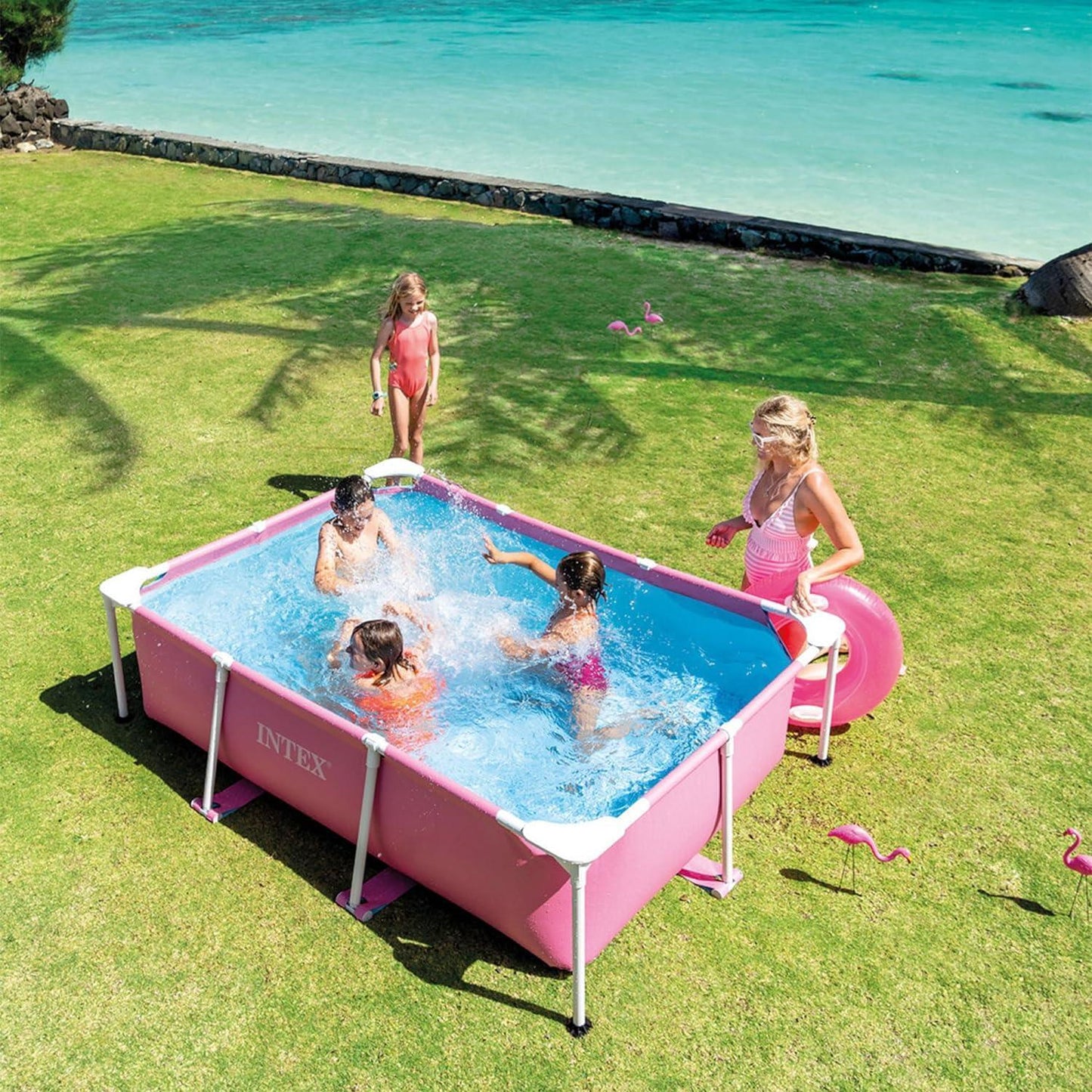 Intex Pink Frame Pool Family 220x150x60 cm