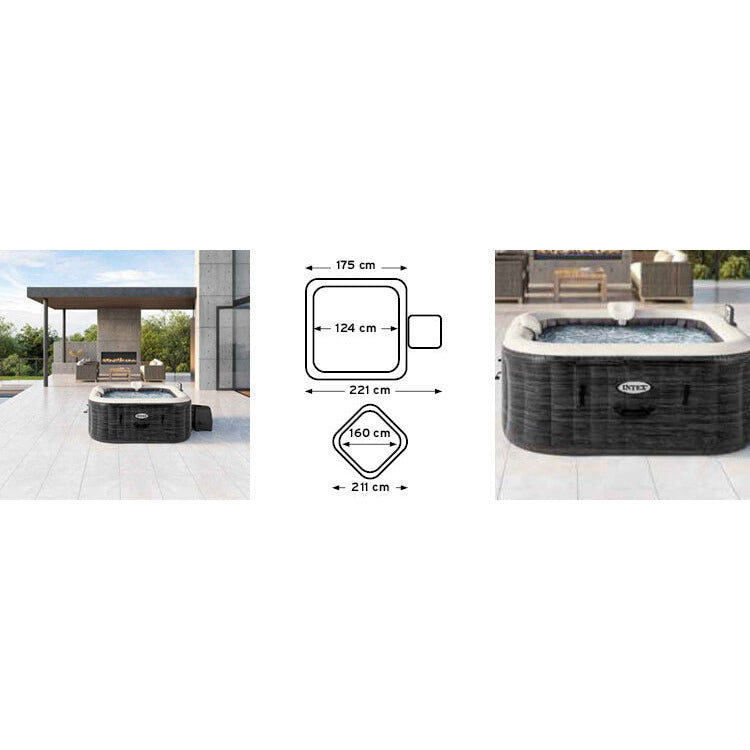 Intex Greystone Deluxe Square Hot Tub - 4 person